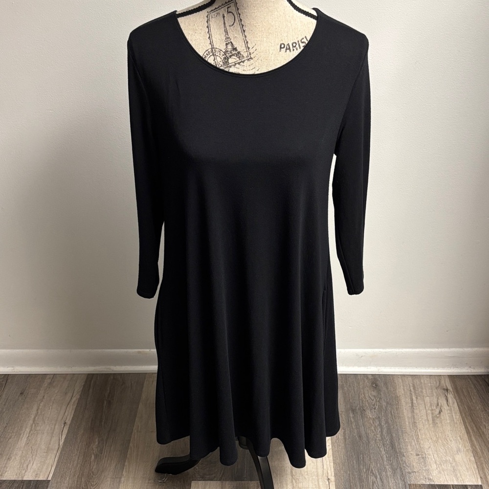 Y2K Black Midi Dress with Pockets